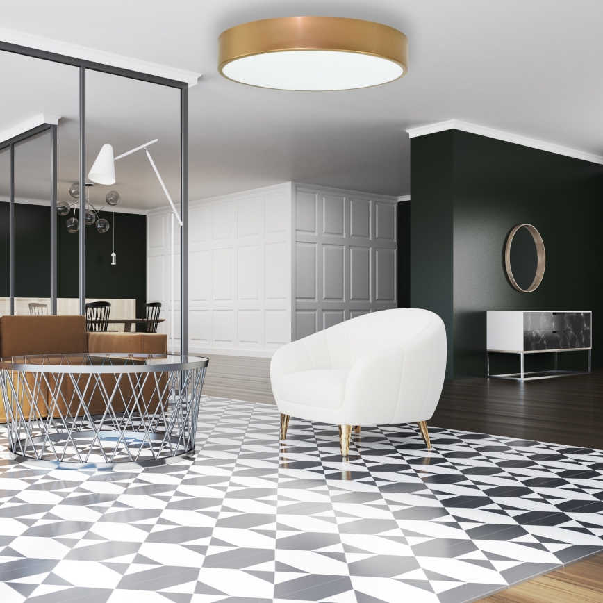 Lampa sufitowa CLEO z czujnikiem ruchu i zmierzchu 4xE27/24W/230V śr. 50 cm złota