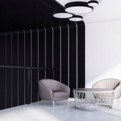 Lampa sufitowa CLEO z czujnikiem ruchu i zmierzchu, 6xE27/24W/230V, średnica 80 cm, czarna