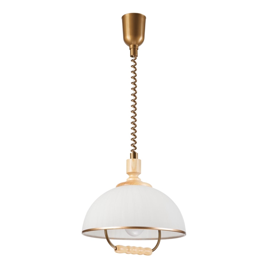 Lampa sufitowa z regulacją wysokości RAMONA 1xE27/60W/230V beżowa/jasnobrązowa/sosna
