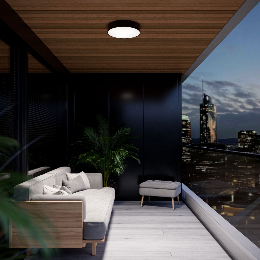 Lampa sufitowa zewnętrzna z czujnikiem CLEO 2xE27/24W/230V śr. 30 cm czarny IP54