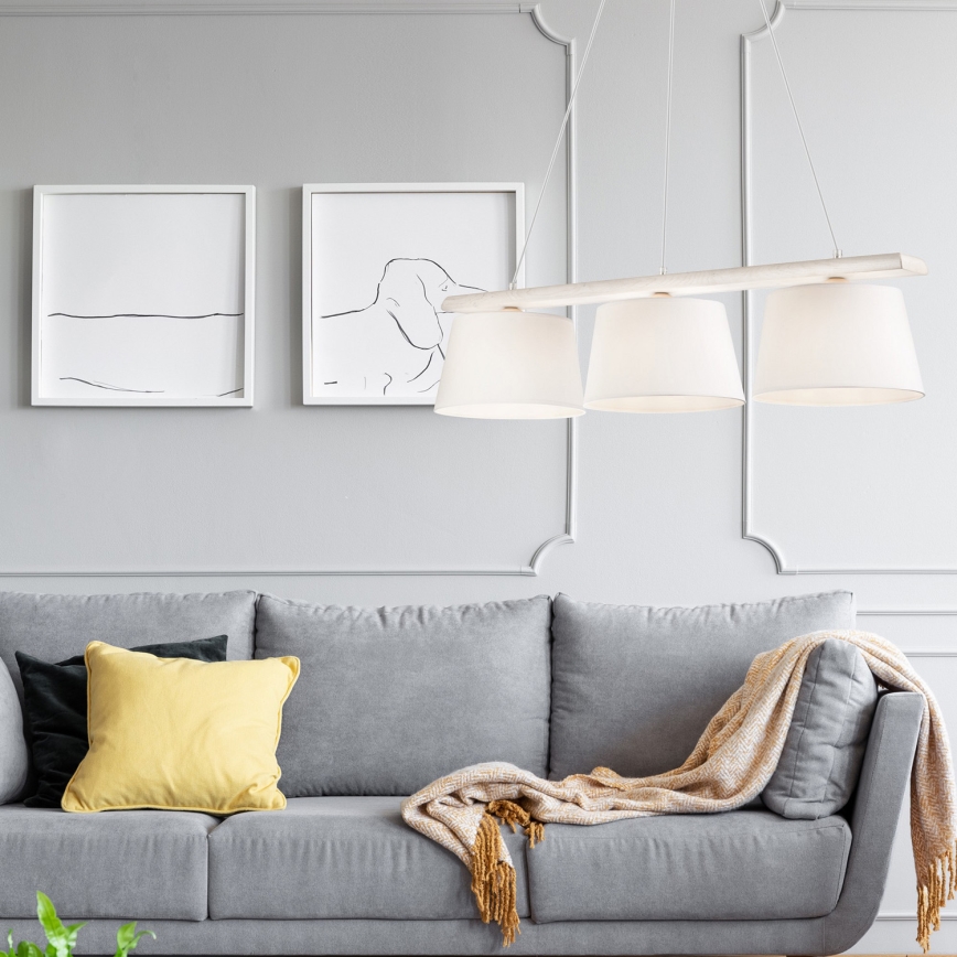 Lampa wisząca AIDA na przewodzie 3xE27/60W/230V dąb/biały