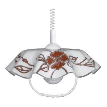 Lampa wisząca AKRYL FA 1xE27/15Wbiałe kwiaty ciemno