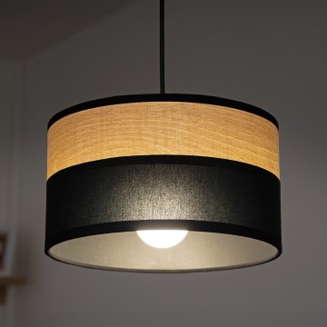 Lampa wisząca ALBA na lince 1xE27/15W/230V śr. 25 cm czarna/brązowa