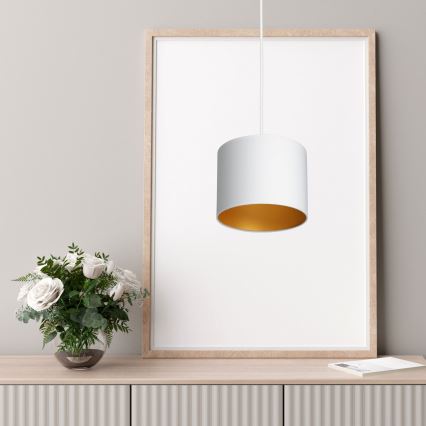 Lampa wisząca na linkach ARDEN 1xE27/60W/230V śr. 18 cm biała/złota