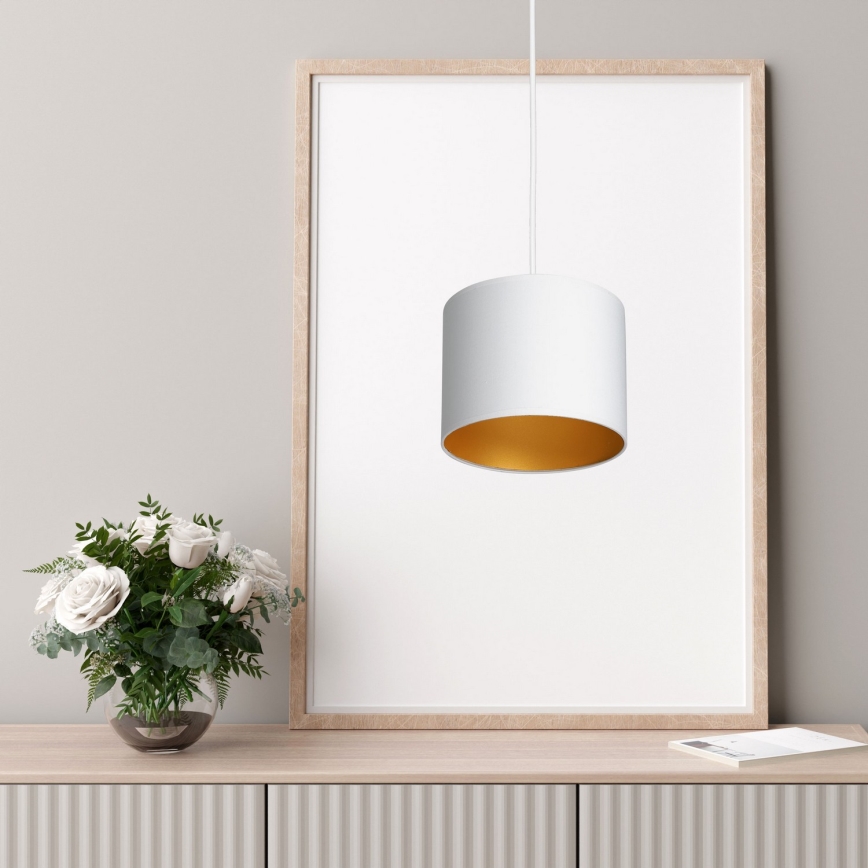 Lampa wisząca na linkach ARDEN 1xE27/60W/230V śr. 18 cm biała/złota