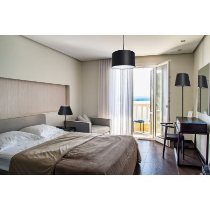 Lampa wisząca na linkach ARDEN 1xE27/60W/230V śr. 25 cm czarno-biała