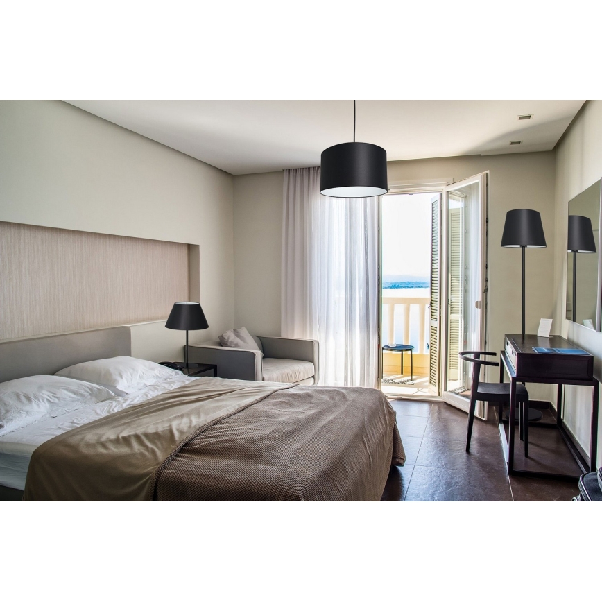 Lampa wisząca na linkach ARDEN 1xE27/60W/230V śr. 25 cm czarno-biała