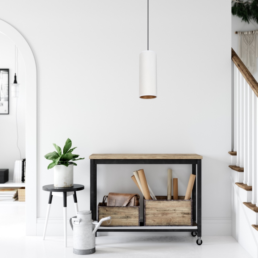 Lampa wisząca na linkę AVALO 1xE27/60W/230V biała/miedziana