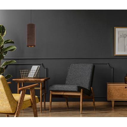 Lampa wisząca na linku AVALO 1xE27/60W/230V brązowa/miedziana