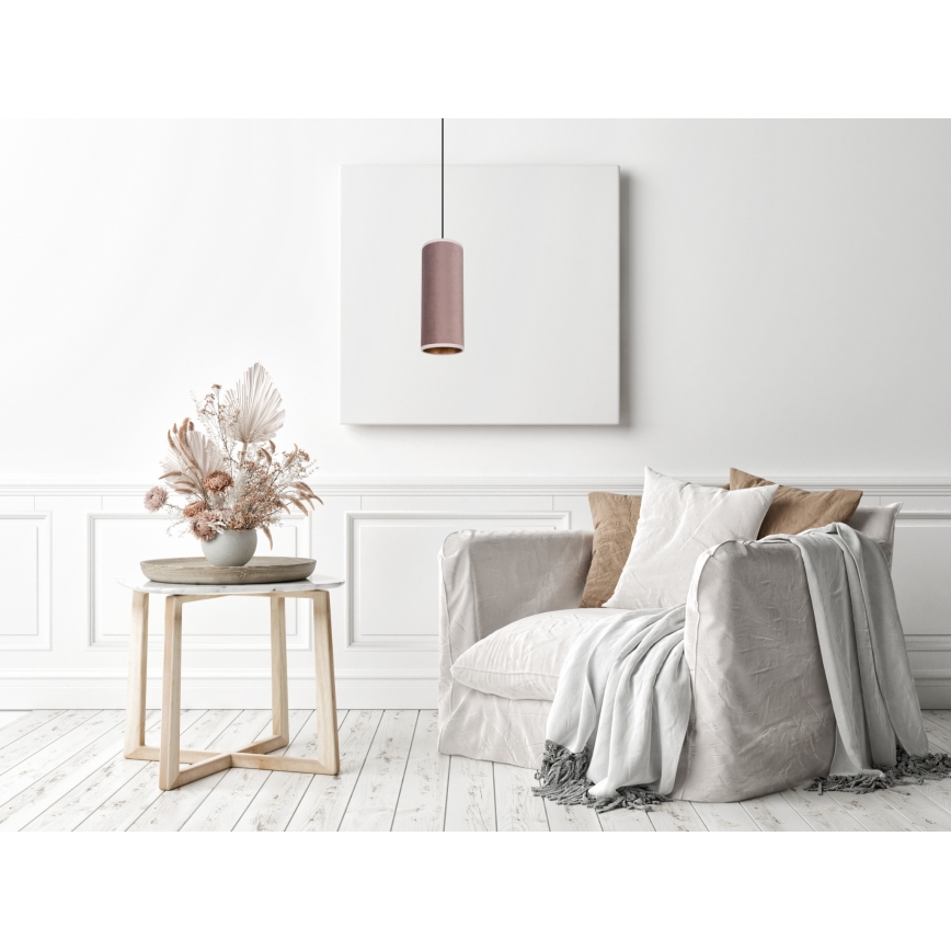 Lampa wisząca na linkę AVALO 1xE27/60W/230V różowa/miedziana