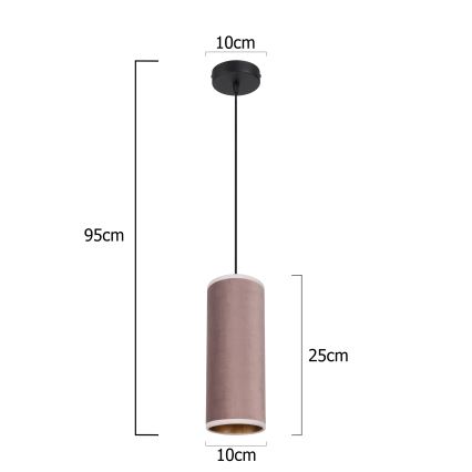 Lampa wisząca na linkę AVALO 1xE27/60W/230V różowa/miedziana