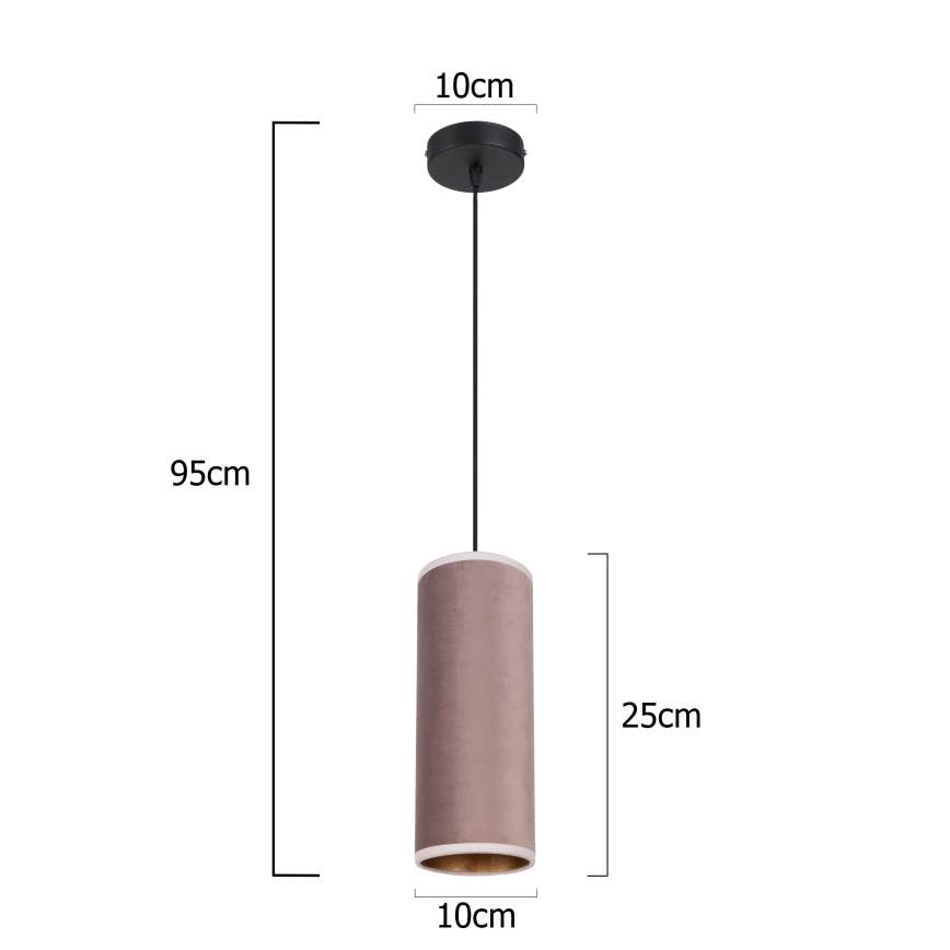 Lampa wisząca na linkę AVALO 1xE27/60W/230V różowa/miedziana