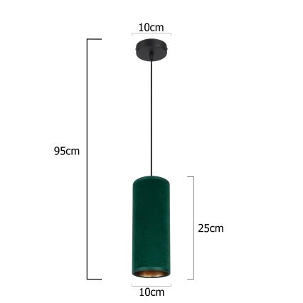Lampa wisząca na linku AVALO 1xE27/60W/230V zielona/miedziana