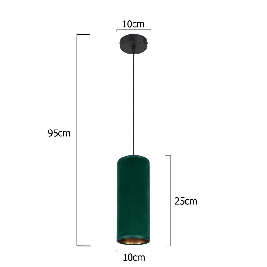 Lampa wisząca na linku AVALO 1xE27/60W/230V zielona/miedziana
