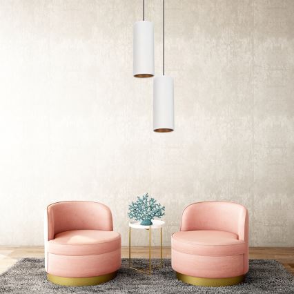 Lampa wisząca na linkach AVALO 2xE27/60W/230V śr. 20 cm biała/miedziana