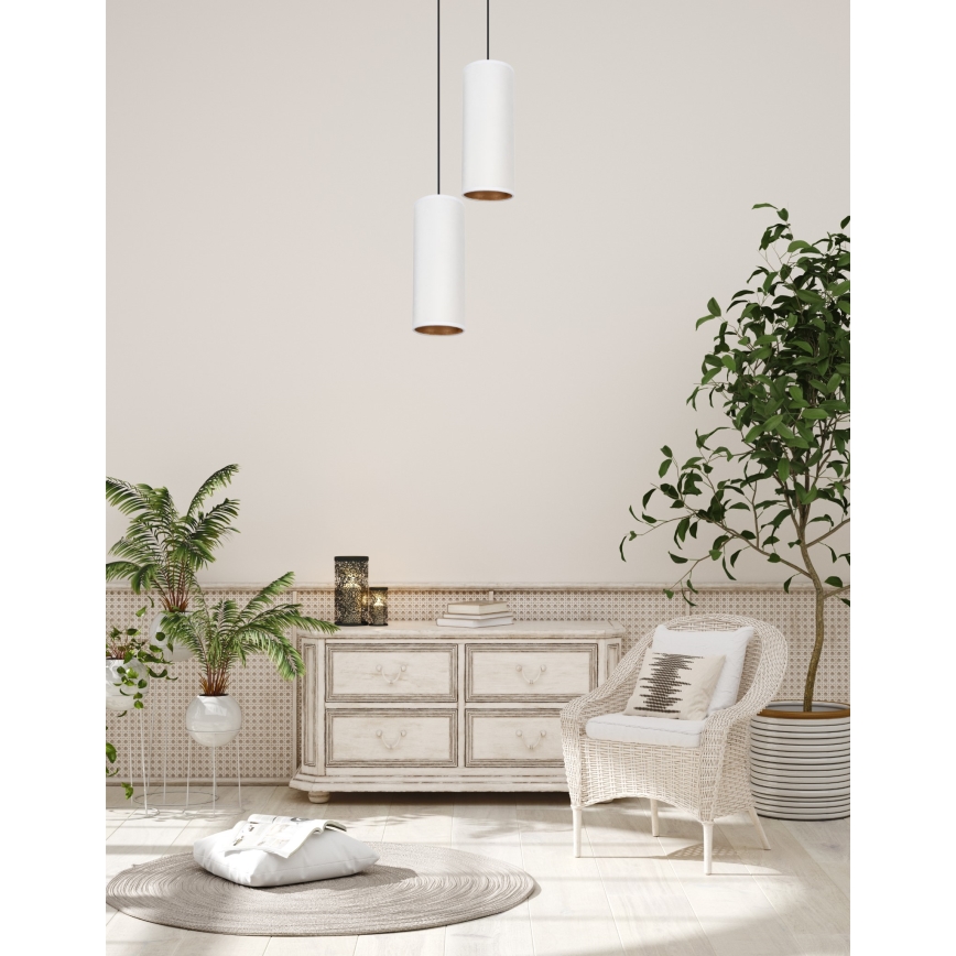 Lampa wisząca na linkach AVALO 2xE27/60W/230V śr. 20 cm biała/miedziana