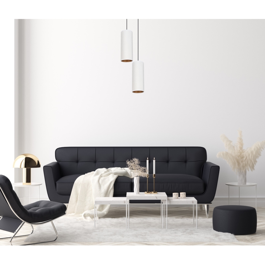 Lampa wisząca na linkach AVALO 2xE27/60W/230V śr. 20 cm biała/miedziana