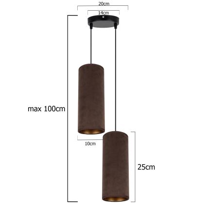 Lampa wisząca na linkach AVALO 2xE27/60W/230V śr. 20 cm brązowa/miedziana