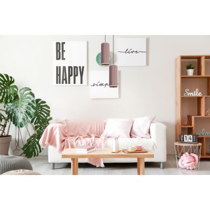 Lampa wisząca na linkach AVALO 2xE27/60W/230V śr. 20 cm różowa/miedziana