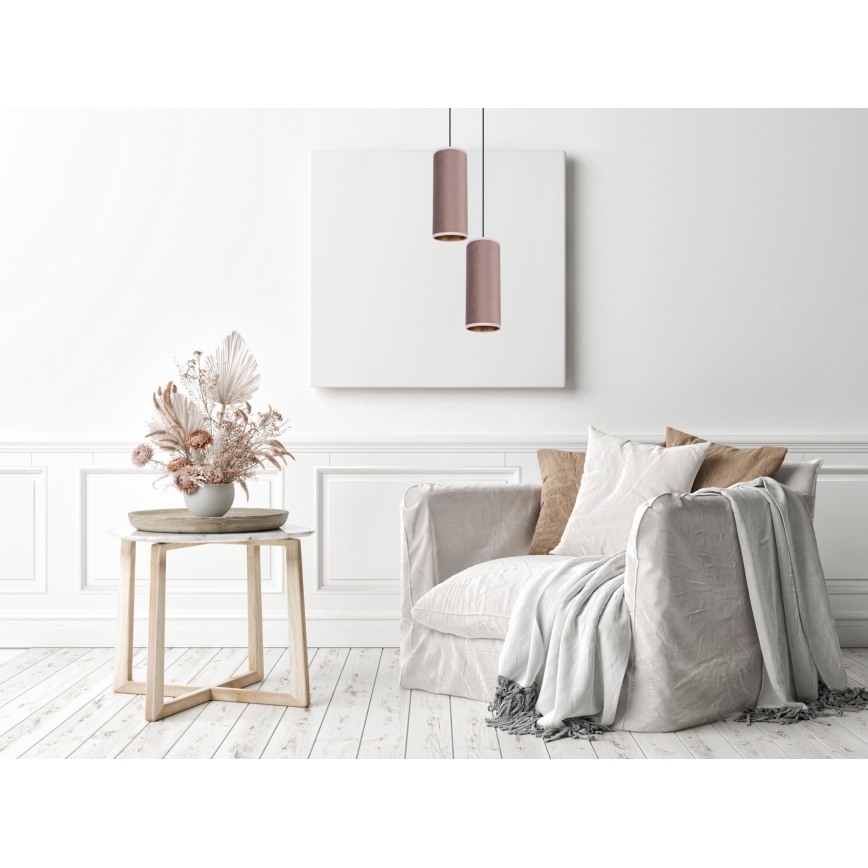 Lampa wisząca na linkach AVALO 2xE27/60W/230V śr. 20 cm różowa/miedziana