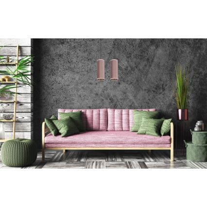 Lampa wisząca na linkach AVALO 2xE27/60W/230V różowa/miedziana