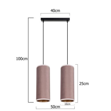 Lampa wisząca na linkach AVALO 2xE27/60W/230V różowa/miedziana