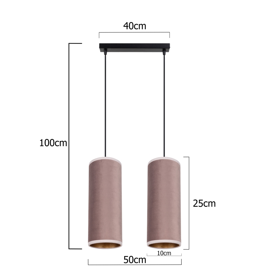 Lampa wisząca na linkach AVALO 2xE27/60W/230V różowa/miedziana