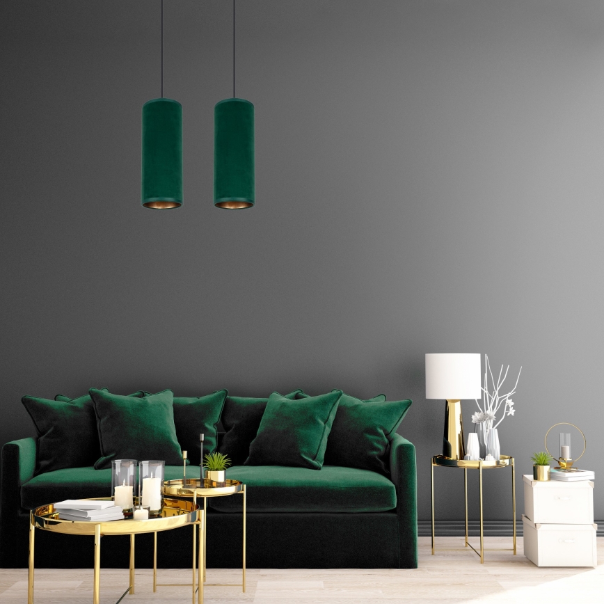 Lampa wisząca na linkach AVALO 2xE27/60W/230V zielona/miedziana