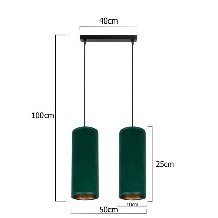 Lampa wisząca na linkach AVALO 2xE27/60W/230V zielona/miedziana