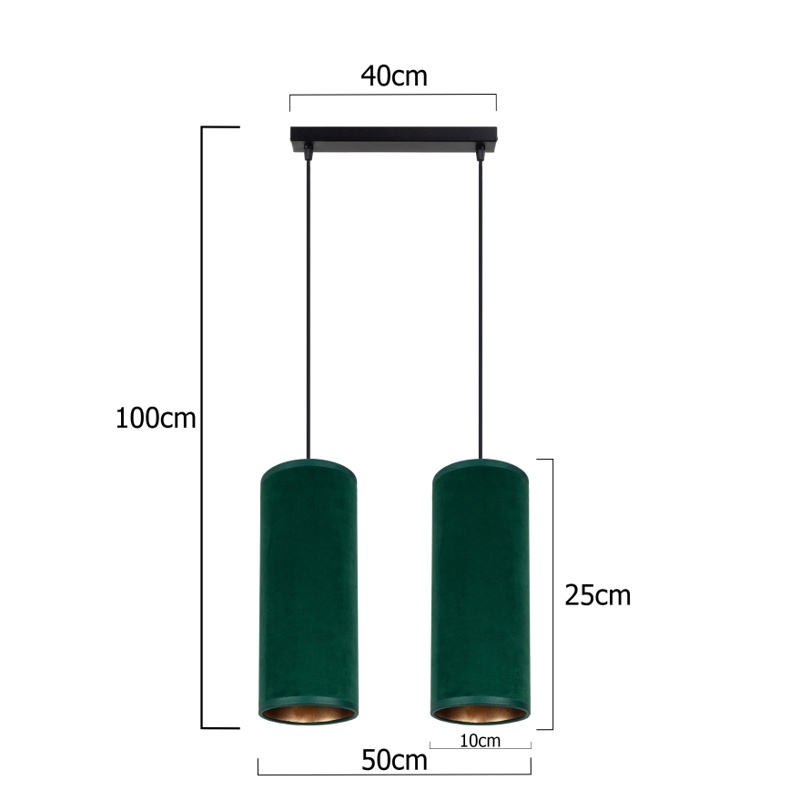 Lampa wisząca na linkach AVALO 2xE27/60W/230V zielona/miedziana
