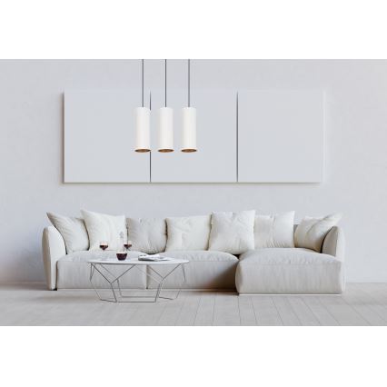 Lampa wisząca na linkach AVALO 3xE27/60W/230V biała/miedziana