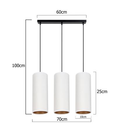 Lampa wisząca na linkach AVALO 3xE27/60W/230V biała/miedziana