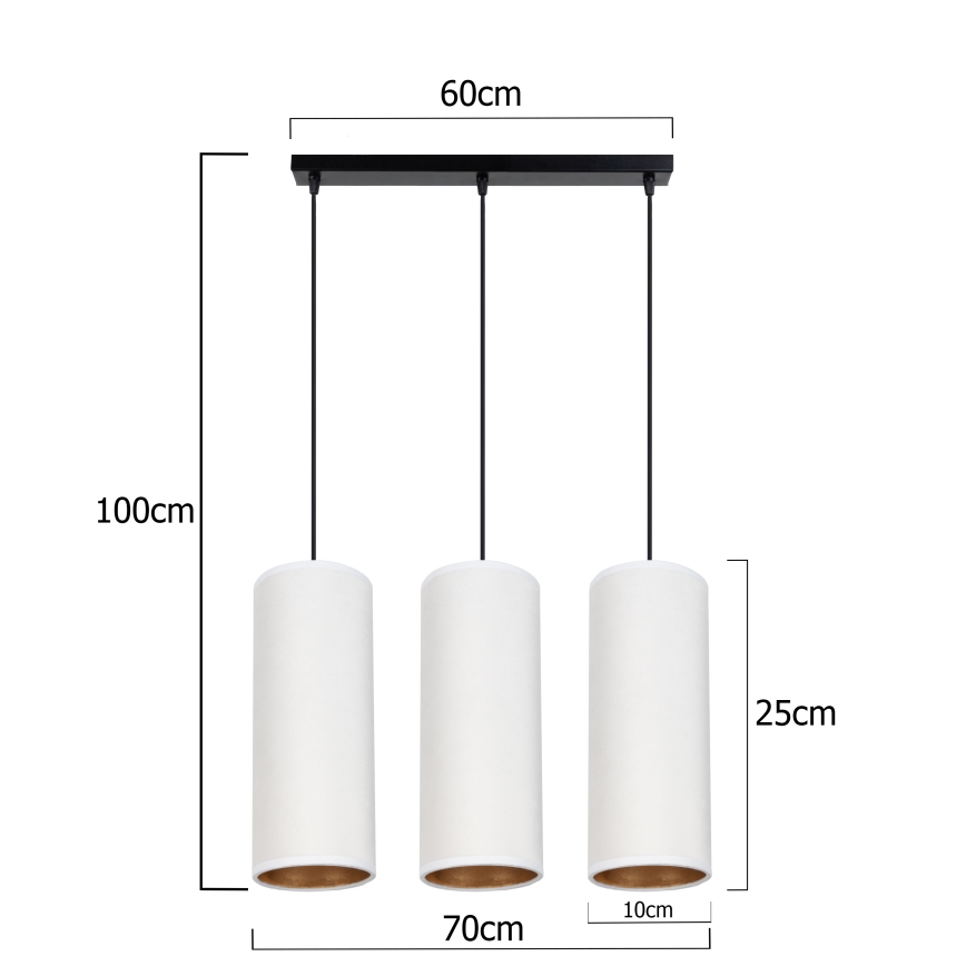 Lampa wisząca na linkach AVALO 3xE27/60W/230V biała/miedziana