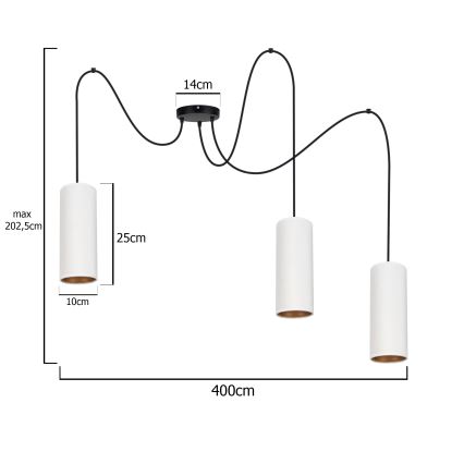 Lampa wisząca na linkach AVALO 3xE27/60W/230V biała/miedziana