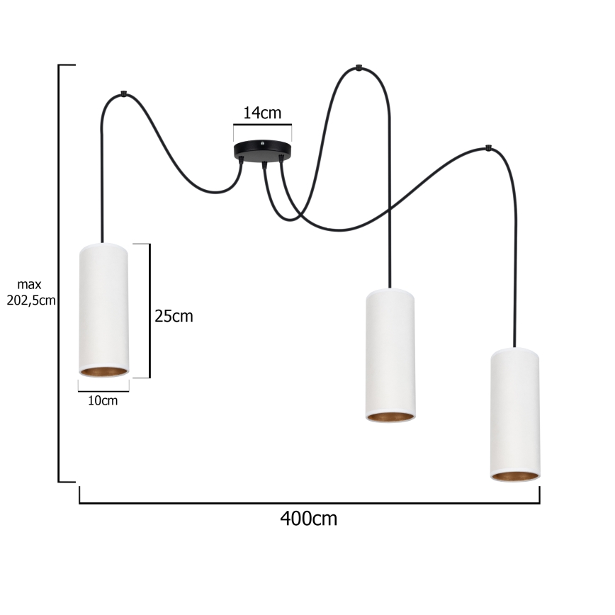 Lampa wisząca na linkach AVALO 3xE27/60W/230V biała/miedziana