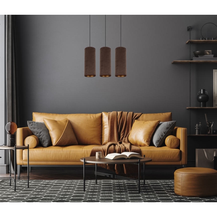 Lampa wisząca na linkach AVALO 3xE27/60W/230V brązowa/miedziana