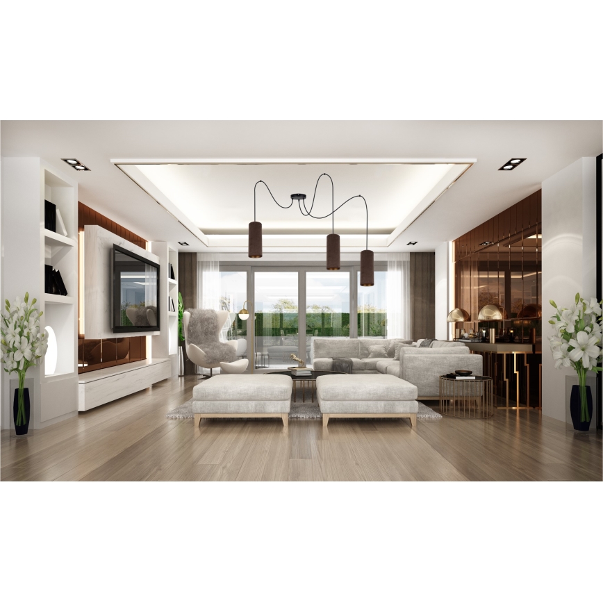 Lampa wisząca na linkach AVALO 3xE27/60W/230V pająk brązowy/miedziany