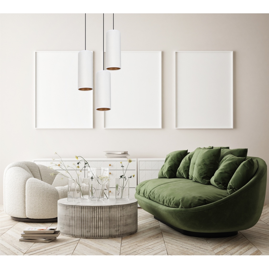 Lampa wisząca na linkach AVALO 3xE27/60W/230V śr. 35 cm biała/miedziana