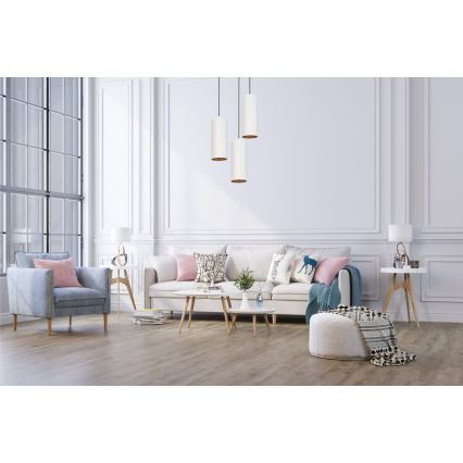 Lampa wisząca na linkach AVALO 3xE27/60W/230V śr. 35 cm biała/miedziana