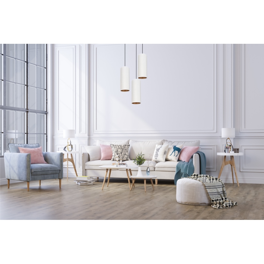 Lampa wisząca na linkach AVALO 3xE27/60W/230V śr. 35 cm biała/miedziana