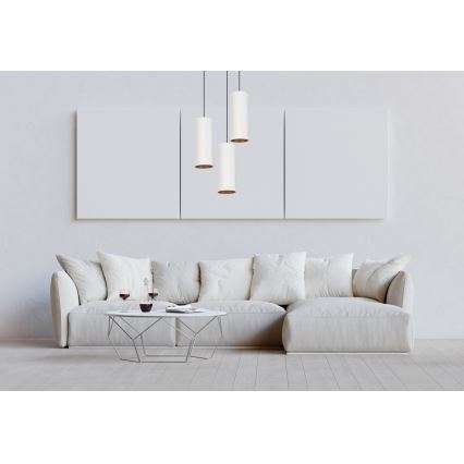 Lampa wisząca na linkach AVALO 3xE27/60W/230V śr. 35 cm biała/miedziana