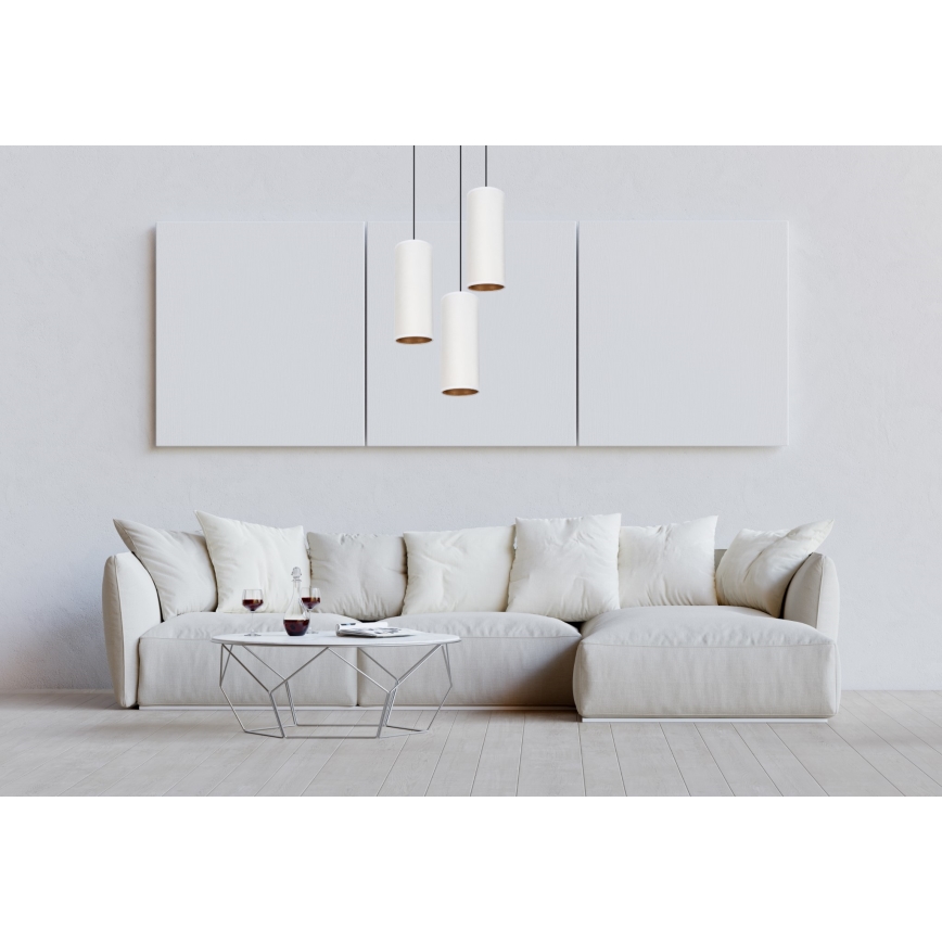 Lampa wisząca na linkach AVALO 3xE27/60W/230V śr. 35 cm biała/miedziana