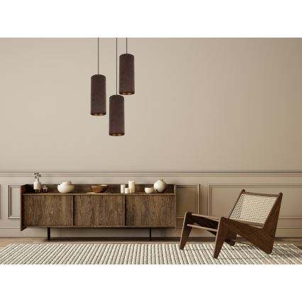 Lampa wisząca na linkach AVALO 3xE27/60W/230V śr. 35 cm brązowa/miedziana