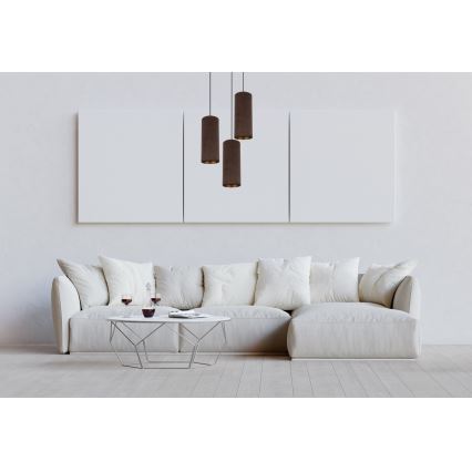 Lampa wisząca na linkach AVALO 3xE27/60W/230V śr. 35 cm brązowa/miedziana