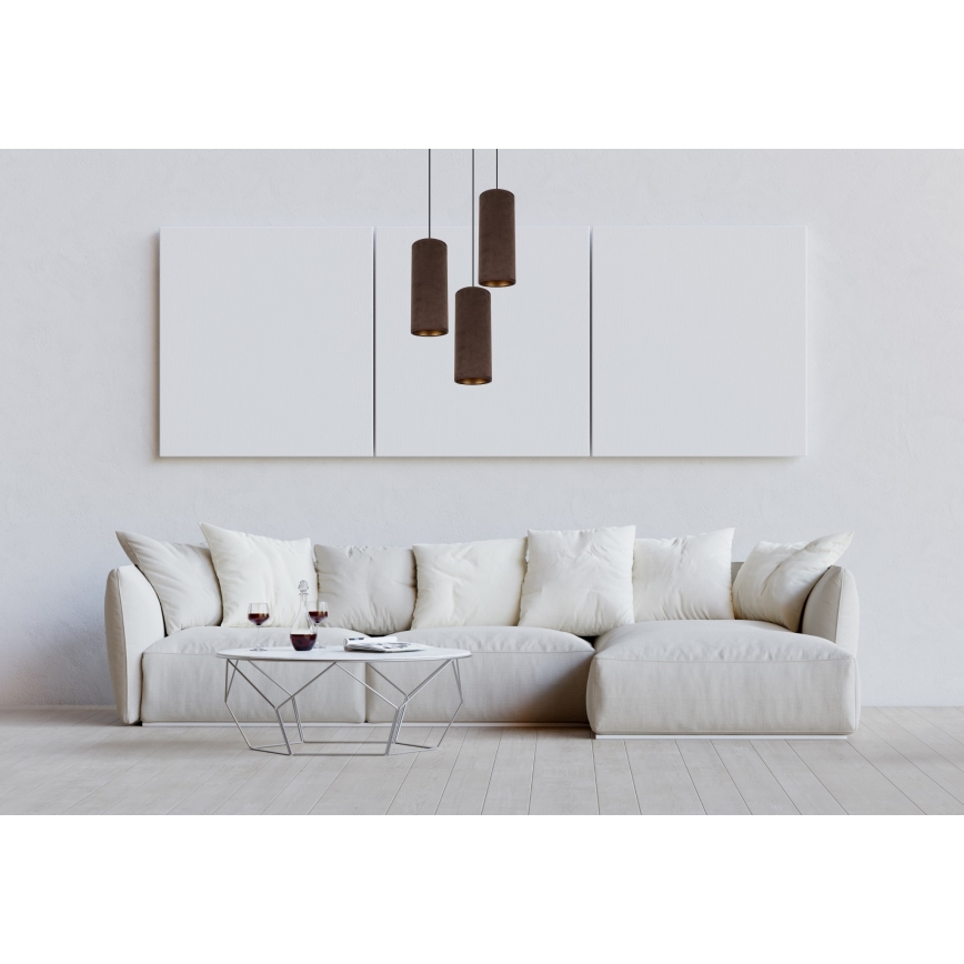 Lampa wisząca na linkach AVALO 3xE27/60W/230V śr. 35 cm brązowa/miedziana
