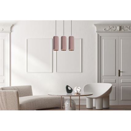 Lampa wisząca na linkach AVALO 3xE27/60W/230V różowa/miedziana