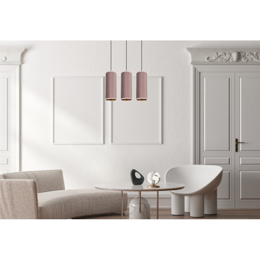 Lampa wisząca na linkach AVALO 3xE27/60W/230V różowa/miedziana