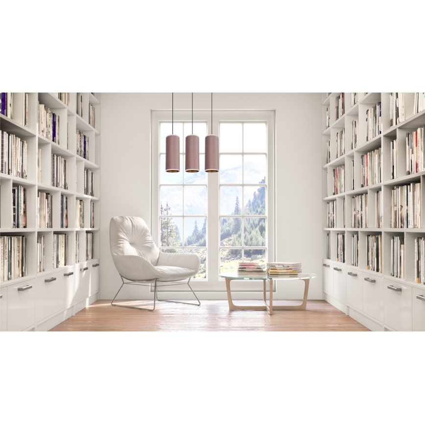 Lampa wisząca na linkach AVALO 3xE27/60W/230V różowa/miedziana