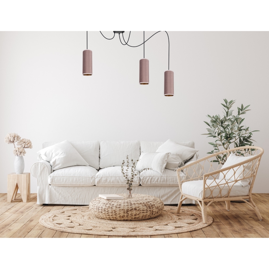 Lampa wisząca na linkach AVALO 3xE27/60W/230V pająk różowy/miedziany