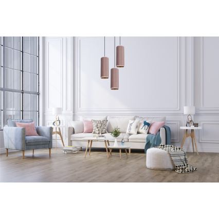 Lampa wisząca na linkach AVALO 3xE27/60W/230V śr. 35 cm różowa/miedziana